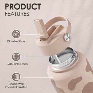 Foto 3 | Foto 3 | Botella De Agua Sandjest De Acero Inoxidable Con Estampado De Vaca 950 Ml - Venta Internacional.