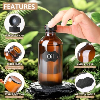 Foto 3 | Foto 3 | Botella De Vidrio Bpfy Amber Boston De 60 Ml Con Tapón Paquete De 12 Unidades Y Accesorios - Venta Internacional.