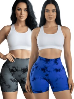 Foto 1 | Foto 1 | Set De 2 Short Biker Mujer Shores Deportivos Sh-063-px2 Gris Oscuro Y Azul Rey Dama Chort Gym