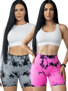 Foto 1 | Foto 1 | Set De 2 Short Biker Mujer Shores Deportivos Sh-063-px2 Gris Claro Y Rosa Dama Chort Gym