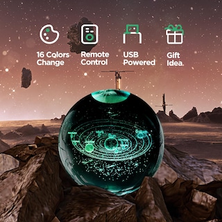 Foto 4 | Foto 4 | Lámpara Dcoriuntg Bola De Cristal Del Sistema Solar 3d De 3.15'' Con Led - Venta Internacional.