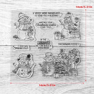 Foto 3 | Foto 3 | Sellos Transparentes Navideños Con Forma De Muñeco De Nieve Y Troqueles Metálicos De Fugut 14 X 14 Cm - Venta Internacional.