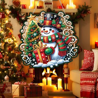 Foto 5 | Foto 5 | Kit De Pintura Artística Con Diamantes Jjfox Corona Navideña Con Forma De Muñeco De Nieve - Venta Internacional.