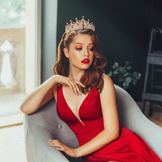 Foto 3 | Foto 3 | Tiara Crown Cieher Oro Y Rojo Boda Baile De Graduación Quinceañera - Venta Internacional.
