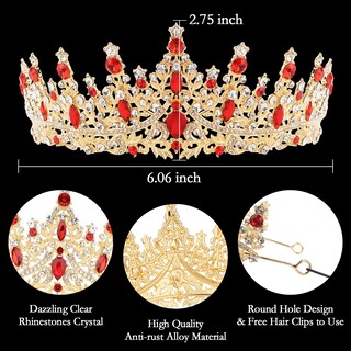 Foto 4 | Foto 4 | Tiara Crown Cieher Oro Y Rojo Boda Baile De Graduación Quinceañera - Venta Internacional.