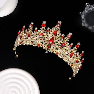 Foto 7 | Foto 7 | Tiara Crown Cieher Oro Y Rojo Boda Baile De Graduación Quinceañera - Venta Internacional.