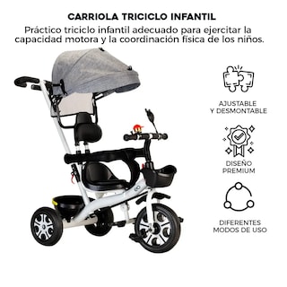 Foto 2 | Foto 2 | Triciclo Bicicleta Infantil Carriola Bebe Paseo Con Cajuela Eo Safe Imports Esi-22094 Gris