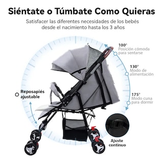 Foto 3 | Foto 3 | Carriola Con Arnes Carreola Plegable Para Bebé Reclinable Eo Safe Imports Esi-22100 Gris