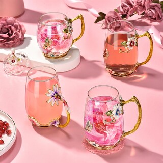 Foto 3 | Foto 3 | Taza De Té De Vidrio Wisolt Hecha A Mano Con Diseño Floral Y Juego De Cucharas - Venta Internacional.