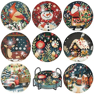 Foto 1 | Foto 1 | Kit De Posavasos De Arte Yijingtop 8 Piezas Para Navidad Con Diamantes - Venta Internacional.