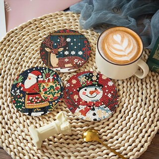 Foto 3 | Foto 3 | Kit De Posavasos De Arte Yijingtop 8 Piezas Para Navidad Con Diamantes - Venta Internacional.
