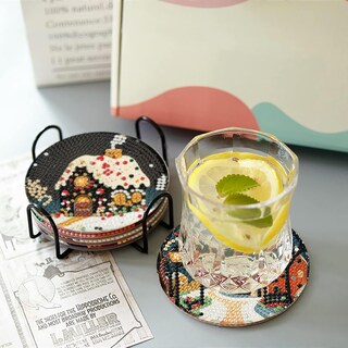 Foto 4 | Foto 4 | Kit De Posavasos De Arte Yijingtop 8 Piezas Para Navidad Con Diamantes - Venta Internacional.