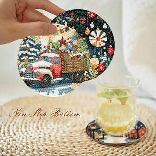 Foto 5 | Foto 5 | Kit De Posavasos De Arte Yijingtop 8 Piezas Para Navidad Con Diamantes - Venta Internacional.