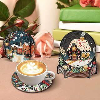 Foto 6 | Foto 6 | Kit De Posavasos De Arte Yijingtop 8 Piezas Para Navidad Con Diamantes - Venta Internacional.