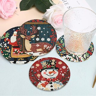 Foto 7 | Foto 7 | Kit De Posavasos De Arte Yijingtop 8 Piezas Para Navidad Con Diamantes - Venta Internacional.