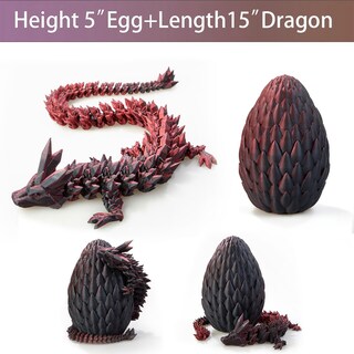 Foto 3 | Foto 3 | Huevo De Pascua Dragon Toy Usoway 38 Cm Impreso En 3d Rojo Y Negro - Venta Internacional.