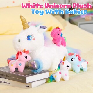 Foto 2 | Foto 2 | Animal De Peluche Wewill Rainbow Unicorn Con 4 Bebés De 48 Cm - Venta Internacional.