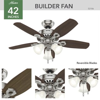 Foto 2 | Foto 2 | Ventilador De Techo Hunter Builder Con Luz Led De 42 Pulgadas Níquel Cepillado - Venta Internacional.