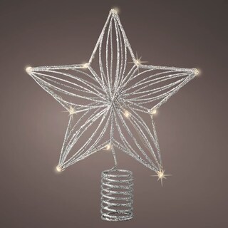 Foto 2 | Foto 2 | Árbol Lumineo Led Con Purpurina En Forma De Estrella Plateada 25 Cm - Venta Internacional.