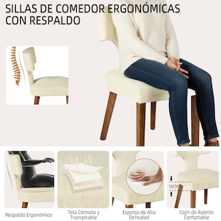 Foto 2 | Foto 2 | Juego De 2 Sillas Comedor Diseño Moderno Con Respaldo Yatahome Beige