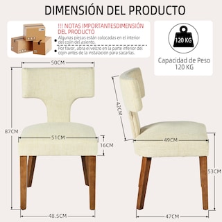 Foto 3 | Foto 3 | Juego De 2 Sillas Comedor Diseño Moderno Con Respaldo Yatahome Beige