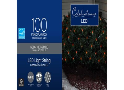 Foto 3 | Foto 3 | Set De Luces Led Net Para Celebraciones 122 X 183 Cm 100 Led Rojos - Venta Internacional.
