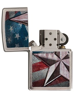 Foto 5 | Foto 5 | Encendedor Zippo Con Forma De Estrella Con Bandera Estadounidense Cromo Cepillado - Venta Internacional.