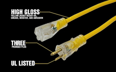 Foto 4 | Foto 4 | Cable De Extensión Chaqueta Amarilla Resistente 100 Pies Calibre 12 - Venta Internacional.