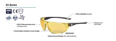 Foto 2 | Foto 2 | Gafas De Seguridad General Electric Serie 03 Color Ámbar Antivaho Uv - Venta Internacional.
