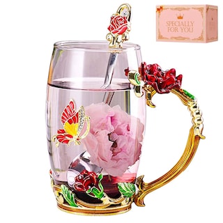 Foto 1 | Foto 1 | Taza De Té Dasyfly Cristal Esmaltado Con Forma De Mariposa Color Rojo Rosa 350 Ml - Venta Internacional.