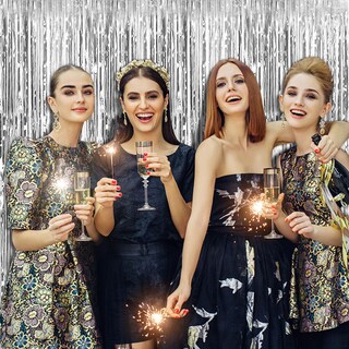 Foto 5 | Foto 5 | Cortina De Fondo Plateada Bomsi Para Decoración De Fiesta Paquete De 5 - Venta Internacional.