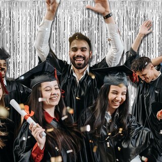 Foto 6 | Foto 6 | Cortina De Fondo Plateada Bomsi Para Decoración De Fiesta Paquete De 5 - Venta Internacional.