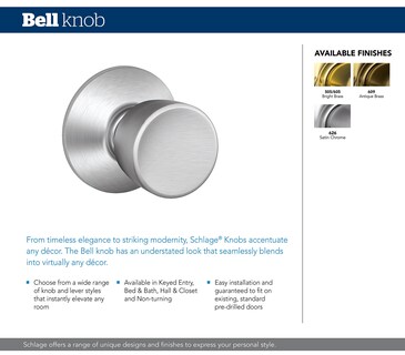 Foto 2 | Foto 2 | Cerradura Con Pomo De Puerta Schlage F170 Bel 605 Bronce Brillante - Venta Internacional.
