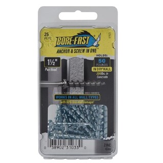 Foto 1 | Foto 1 | Tornillo Y Anclaje 3/16 Pulg X 3 8 Cm Cabeza Pan 25 Piezas Bore-fast - Venta Internacional.