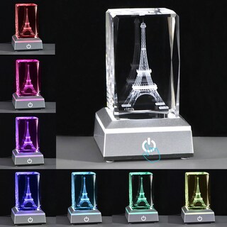 Foto 2 | Foto 2 | Lámpara Led Movdyka Con Forma De Torre Eiffel De Cristal 3d 8 Cm - Venta Internacional.