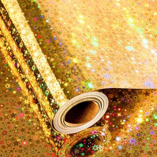 Foto 1 | Foto 1 | Papel De Envoltura Merture 43 Cm X 10 M Con Estrellas Holográficas Doradas - Venta Internacional.