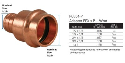Foto 3 | Foto 3 | Adaptador De Cobre Pex X Press 1/2 Pulgada Nibco Pc604-p Detector De Fugas - Venta Internacional.