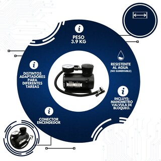 Foto 3 | Foto 3 | Compresor de Aire Belug para Llanta 300psi Mini Portátil 12v Negro
