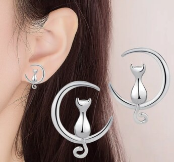 Foto 4 | Foto 4 | Set De Joyería Xtellar En Plata Para Mujer Con Diseño De Luna Y Gato