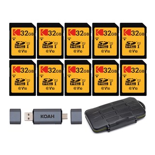 Foto 1 | Foto 1 | Memoria SD Kodak 32 GB Clase 10 10 Piezas + Estuche y Lector de Tarjetas
