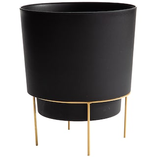 Foto 1 | Foto 1 | Maceta Bloem Hopson De 15 Cm De Plástico Negro Con Soporte Dorado - Venta Internacional.