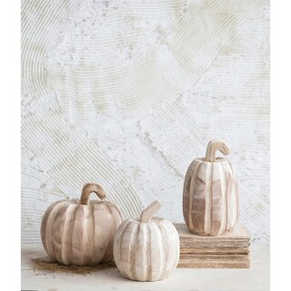 Foto 2 | Foto 2 | Figura Creative Co-op De Madera De Paulownia Con Forma De Calabaza 13 Cm - Venta Internacional.