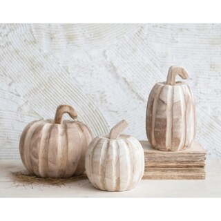 Foto 3 | Foto 3 | Figura Creative Co-op De Madera De Paulownia Con Forma De Calabaza 13 Cm - Venta Internacional.