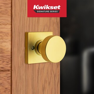 Foto 2 | Foto 2 | Pomo De Puerta Ficticio Kwikset Pismo De Latón Satinado De Una Cara - Venta Internacional.