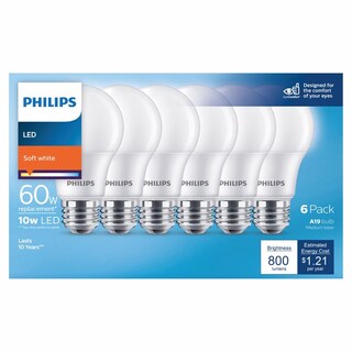 Foto 1 | Foto 1 | Bombilla Led Philips A19 E26 (mediana) Blanca Suave 10 W 800 Lm Paquete De 6 - Venta Internacional.