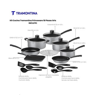 Foto 2 | Foto 2 | Batería De Cocina Tramontina Primeware Gris De 18 Piezas