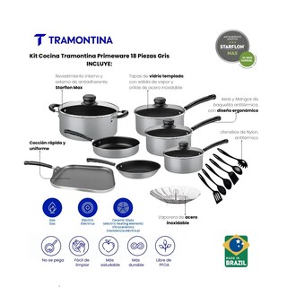 Foto 3 | Foto 3 | Batería De Cocina Tramontina Primeware Gris De 18 Piezas