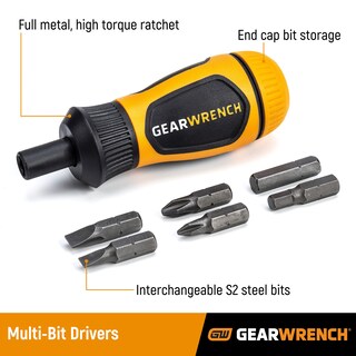 Foto 2 | Foto 2 | Destornillador Gearwrench  Destornillador De Trinquete Rechoncho 6 En 1 - Venta Internacional.