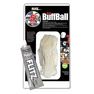 Foto 1 | Foto 1 | Pelota Abrasiva Flitz Buff Grande 13 Cm Blanca Con Pulidor De 50 Ml - Venta Internacional.