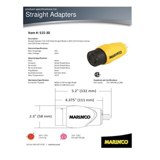 Foto 3 | Foto 3 | Adaptador Marinco S15-30 Recto De 15 A 125 V Macho A 30 A 125 V Hembra - Venta Internacional.